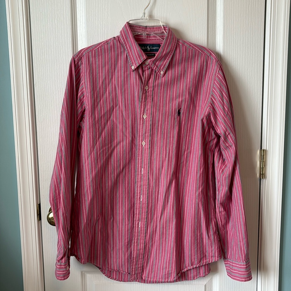 Ralph Lauren Polo striped button down custom fit shirt - large